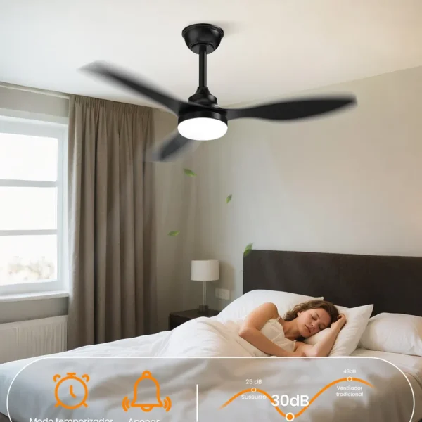 Ventilador de teto silencioso e econômico ideal para quartos