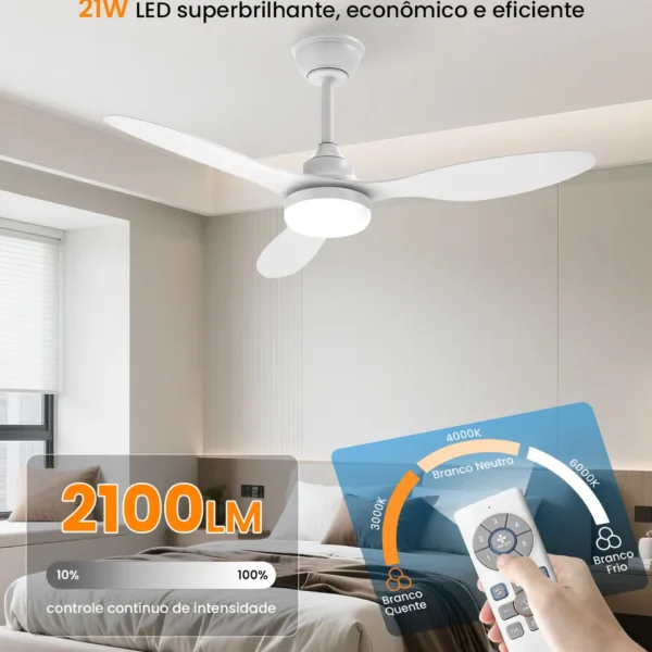 Controle remoto inteligente com 6 velocidades e temporizador