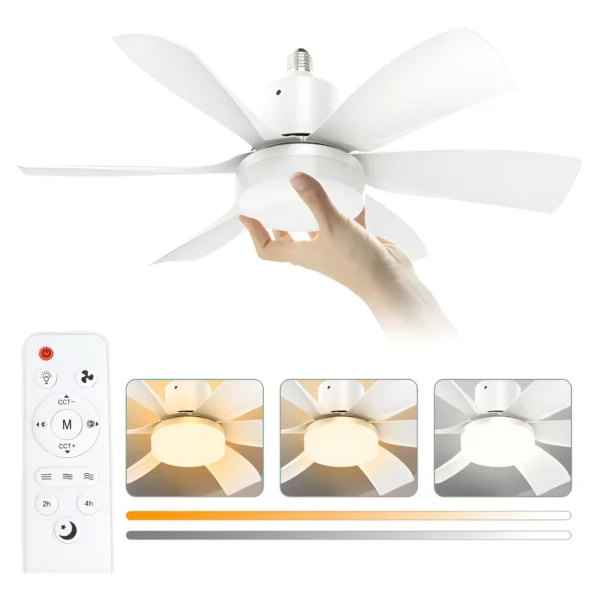 Ventilador de teto Airwit 21” E27 com luz LED e controle remoto