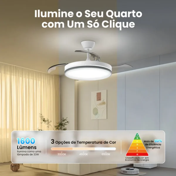 Luz LED 3 cores ajustáveis do ventilador Airwit 42”
