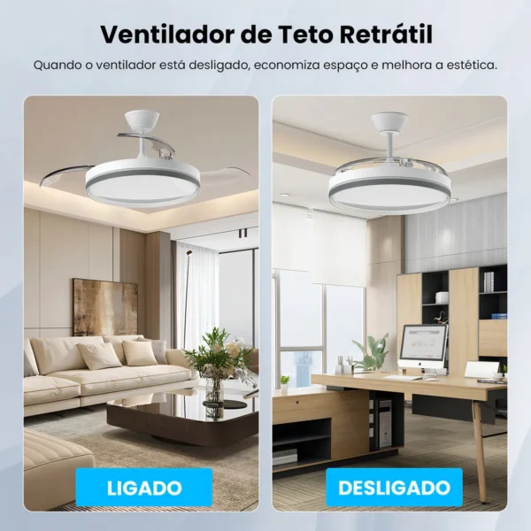 Ventilador retrátil Airwit 42” instalado em ambiente moderno
