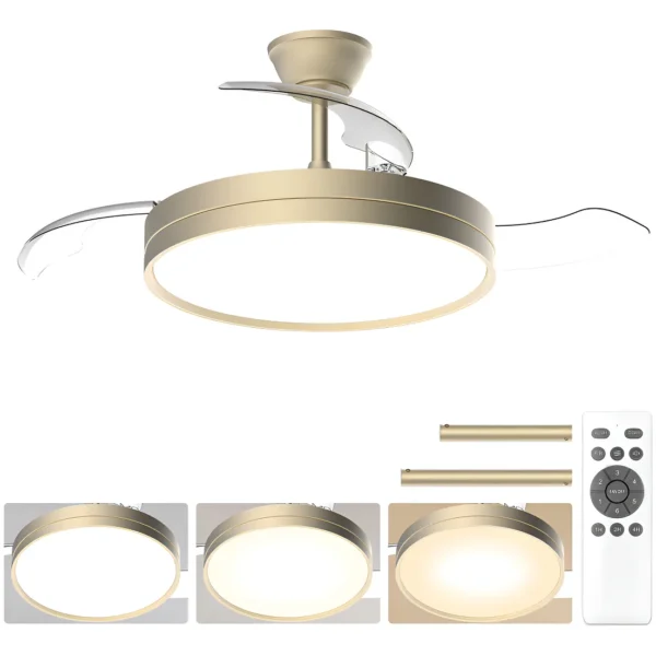 Ventilador de teto retrátil Airwit 42” (106 cm) com luz LED e motor DC silencioso