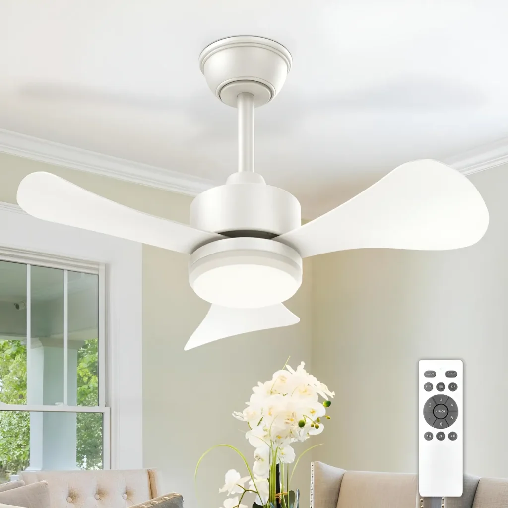 Compact Airwit 28" ceiling fan with LED light and silent DC motor