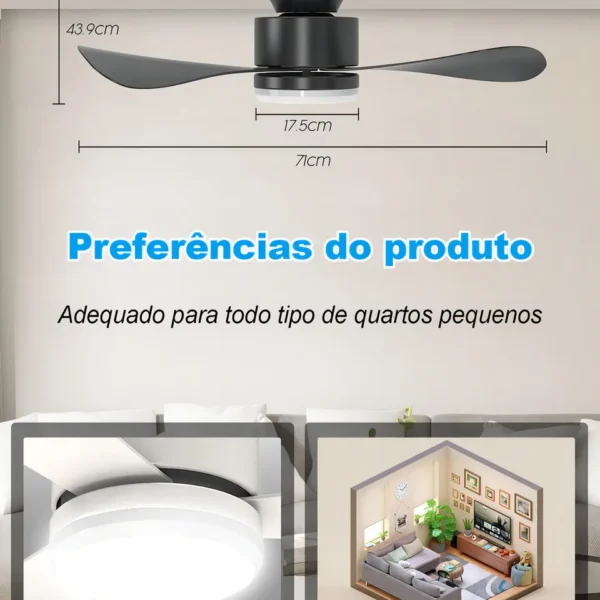 Ventilador Airwit 28” preto instalado em quarto moderno