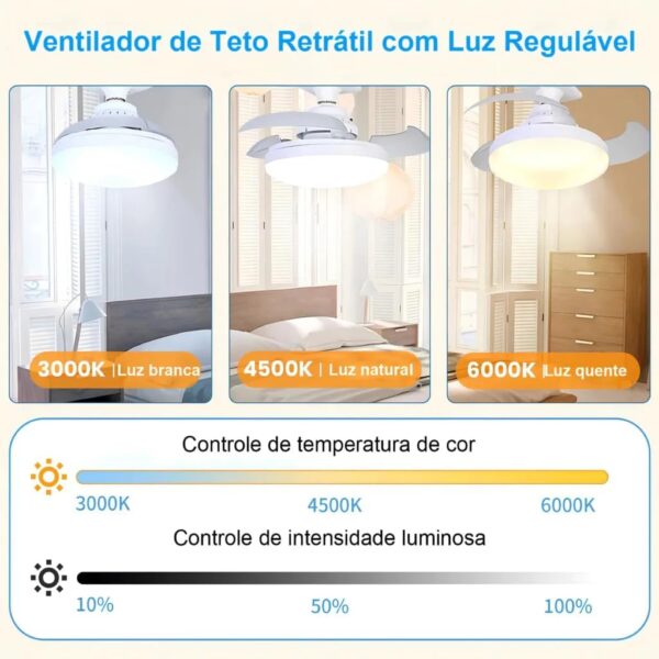Luz LED 3 cores ajustáveis de 3000K a 6500K
