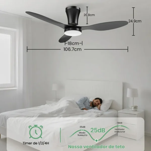 Ventilador de teto silencioso ideal para quarto