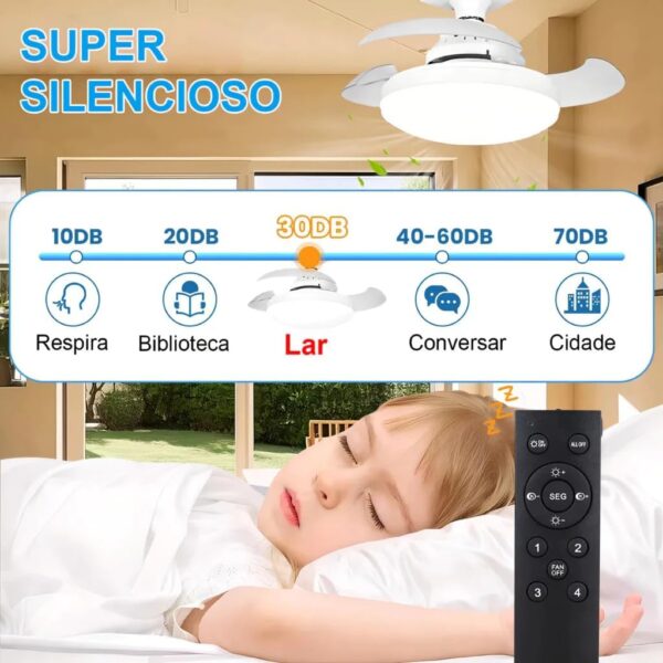 Ventilador retrátil Airwit X40 instalado em quarto moderno