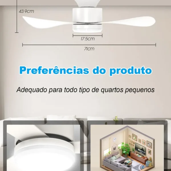 Ventilador embutido Airwit 28” instalado em quarto moderno