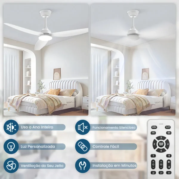 Controle remoto inteligente com 6 velocidades e timer
