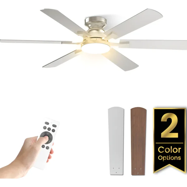 Ventilador de teto Airwit 52” com luz LED e revestimento em níquel areado