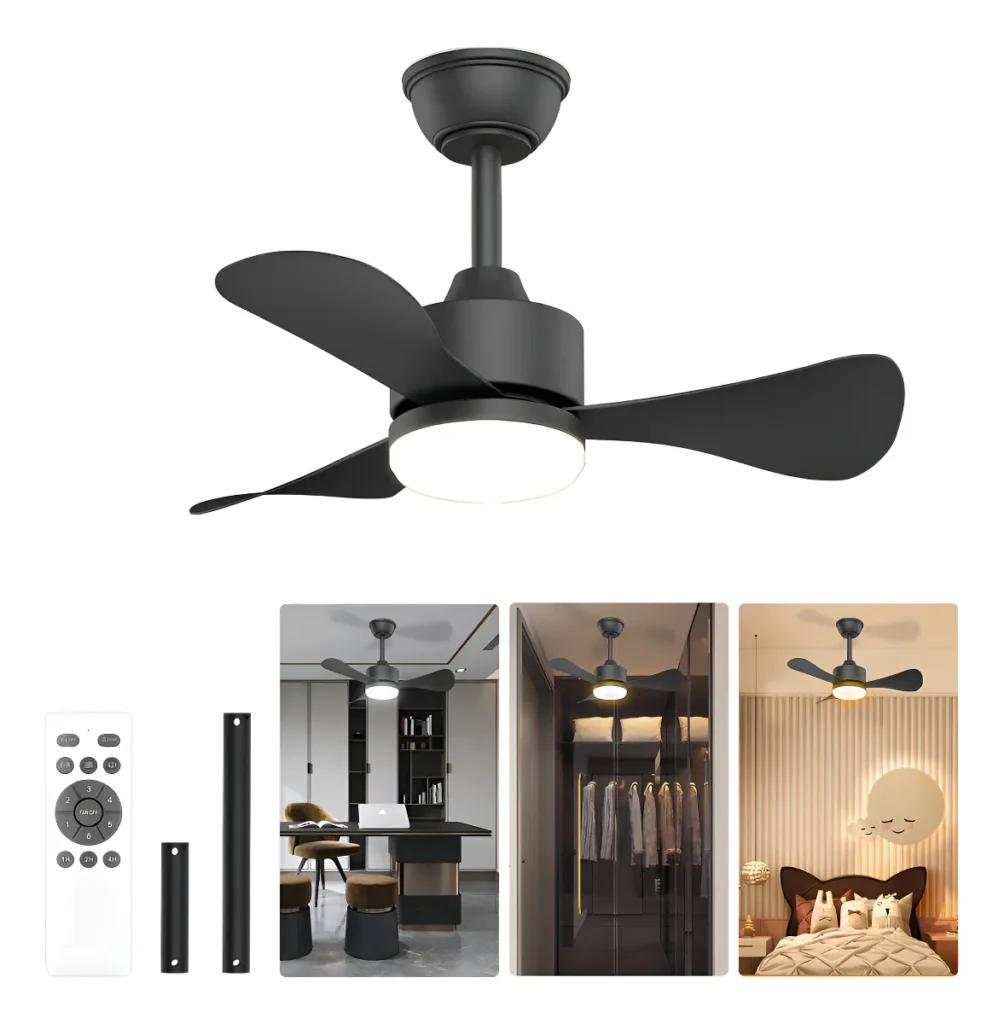 Airwit 28" ceiling fan in black with LED light and silent DC motor