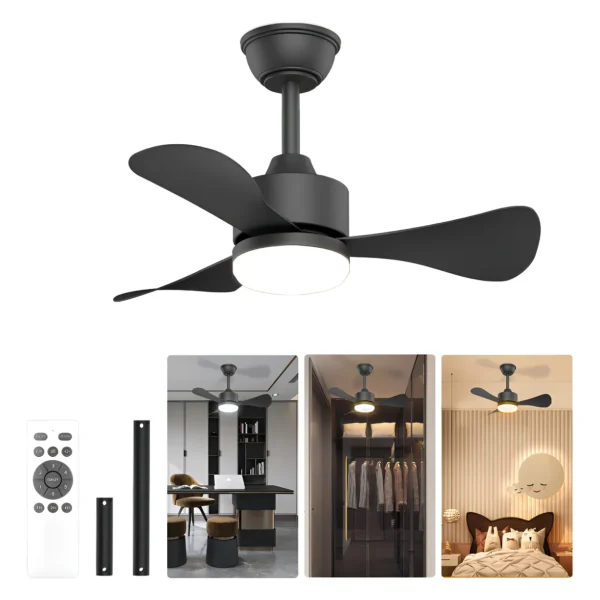 Ventilador de teto Airwit 28” preto com luz LED e motor DC silencioso