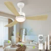Ventilador de teto com controle remoto 42 polegadas com pás madeira clara e luz LED 21W dimerizável