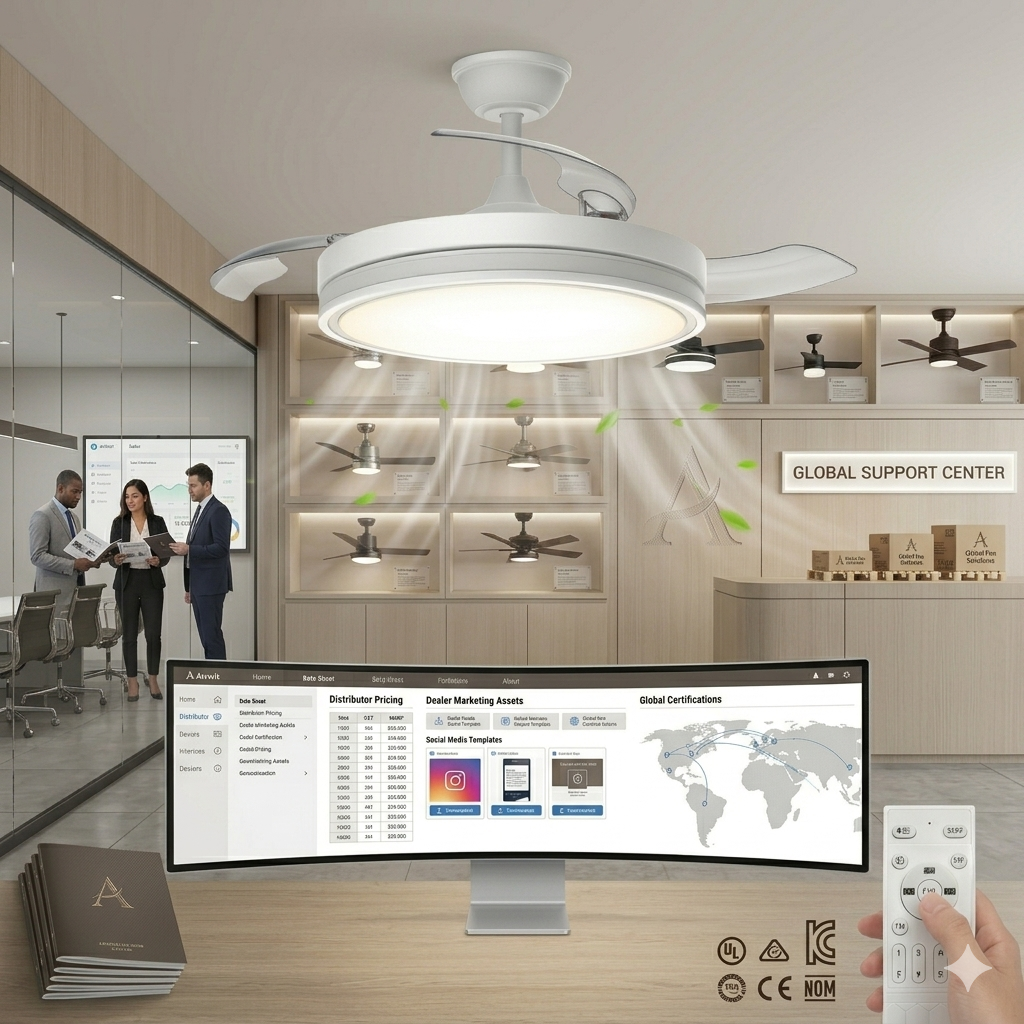 42 inch hidden blade ceiling fan with light BLDC motor model 60011