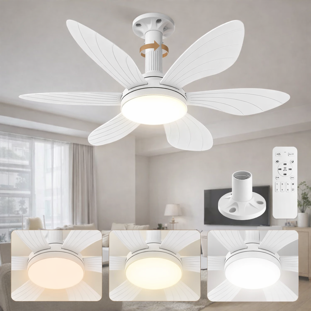 Ventilador de techo E27 con luz y control remoto, ideal para vivienda, reforma residencial e instalación sencilla