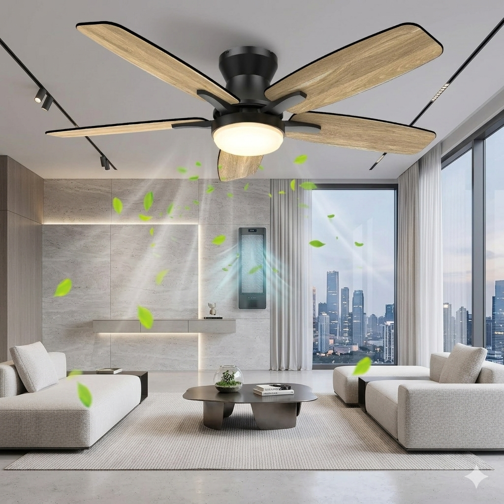 AIRWIT Model 60009 ceiling fan in modern living room for Germany wholesale market