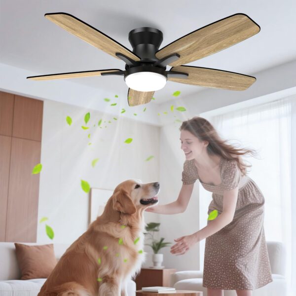 Airwit 106cm Ventilateur Plafond avec Lumiere Double Face Pale, Silencieux LED Lampe Ventilateur de Plafond avec Telecommande et Réversible DC Moteur pour Chambre Salon Cuisine [Classe énergétique D]